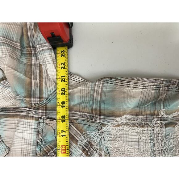 Plaid Embroidery Dragon Asian Pearl Snap M Cowboy Western Ranch Outdoor Rodeo - Picture 13 of 15